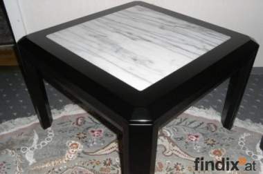 Couch-Tisch, schwarz mit Marmorplatte