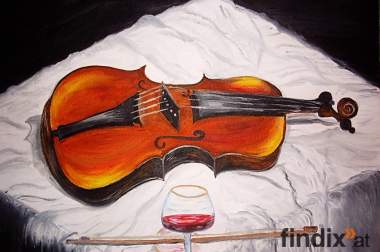 Öl auf Leinwand - Violine und Glass