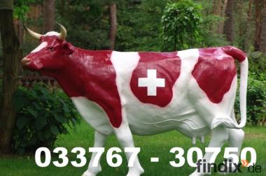 Schweizer Wappen Deko Kuh lebensgross als Gartenfigur