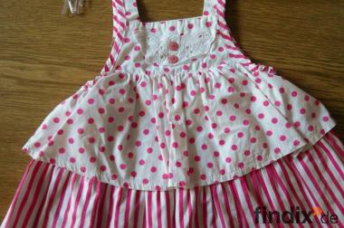 Sommer-Kleid Punkte/Streifen Pink/Weiß Gr.74