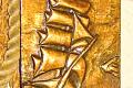 kupfer relief bild segel schiff maritm