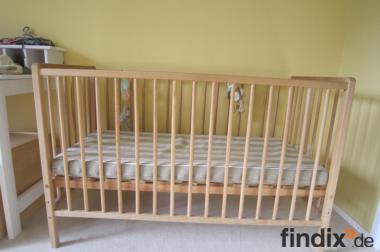Babybett aus Holz, 120 x 70 cm, mit Lattenrost und 