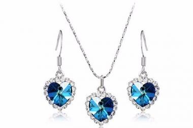 Bluejewelsetheart Halskette Ohrring-Set