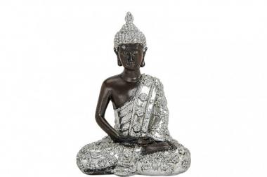 Buddha in silber-schwarz