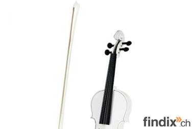 E-Violine 4/4 Geige weiss mit Bogen