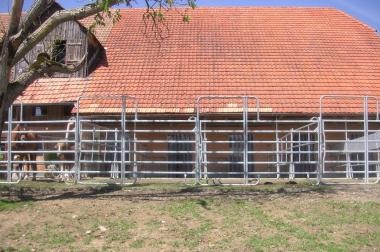 Box mit Auslauf auf Bauernhof in Gondiswil
