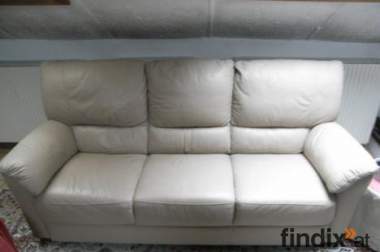 Leder-Couch, sandfarben