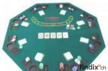 Poker Tisch Auflage faltbar 8-Eckig mit Chip Tray Cup