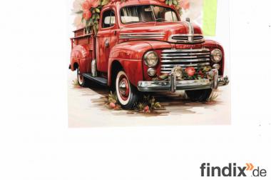 Retro Truck auf Fotopapier in Hochglanz