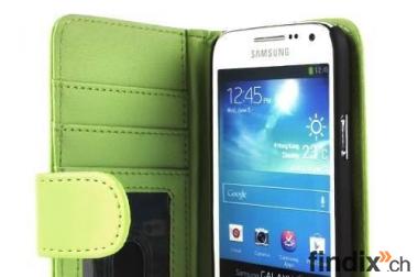 Samsung Galaxy S4 mini hülle grün leder +Folie