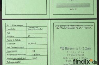 Simson Blanko Betriebserlaubnis BE & Typenschild 