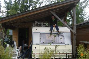 Wohnwagen LMC Luxus an festen Campingplatz am 
