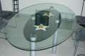 Esstisch Murano oval / 110x200cm / Klarglas-Buntglas