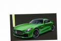 Grüner Mercedes Sport auf Hochglanzbild auf Fotopapier