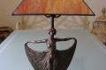 neue Tisch Lampe Jugendstil mit Messingfuss Dame und 