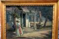 Öl-Gemälde CARL VOSS (1856), Biedermeierdame vor Villa um 1890!!!