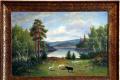 Öl-Gemälde Johnny Millar (1855 SE), Grasende Schafe am See 1924!!